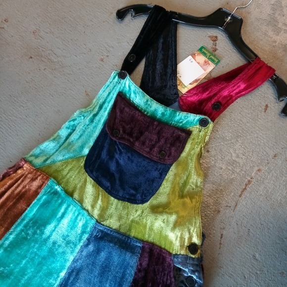 Velvet Overalls by Sacred Threads Ties in Back - Picture 5 of 6